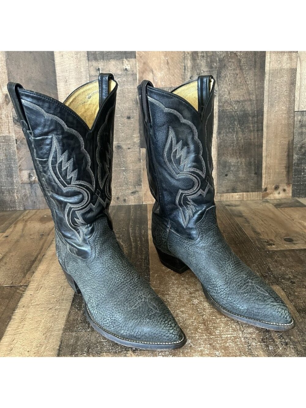 Tony Lama Vintage Sueded Bull Shoulder Western Cowboy Boots Mens 11 D